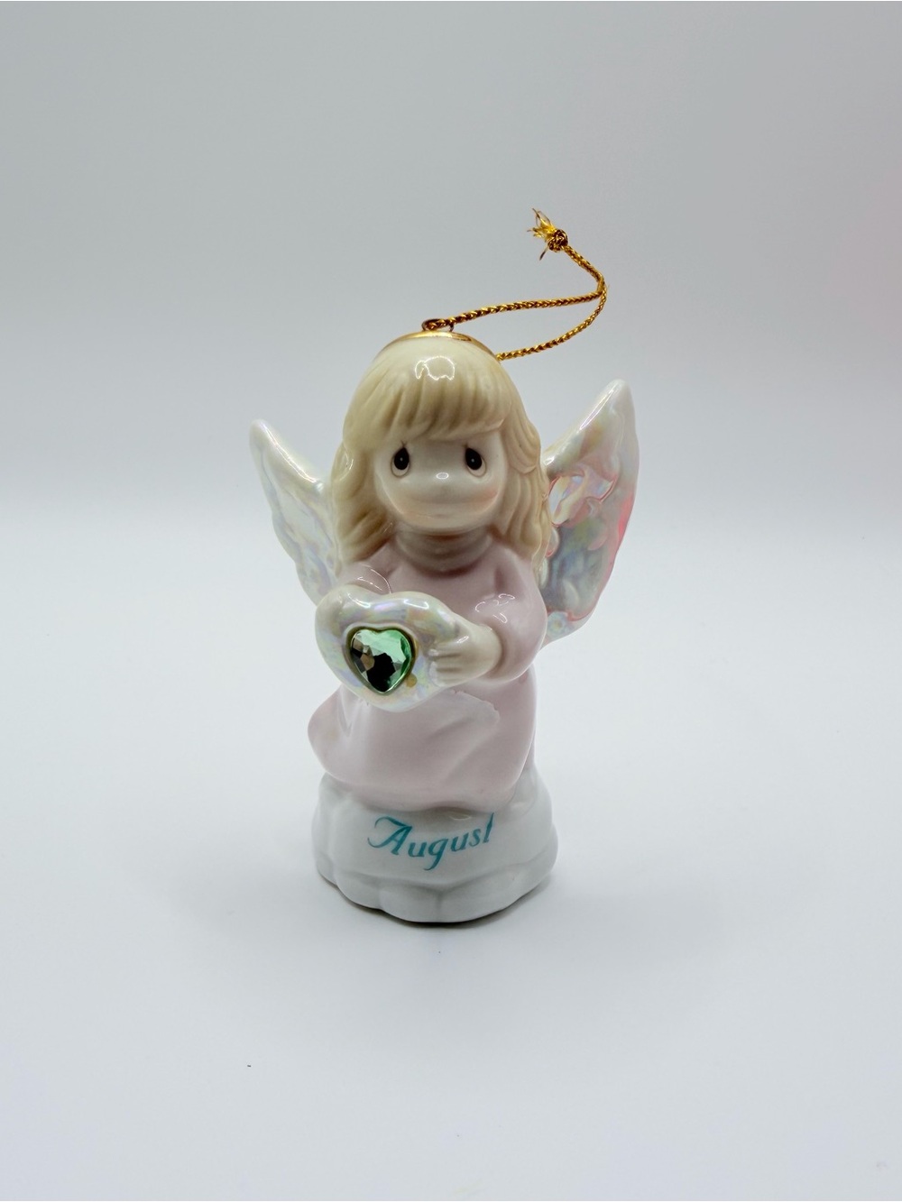 Vintage 1997 Precious Moments August Birthstone Angel Ornament Enesco Avon